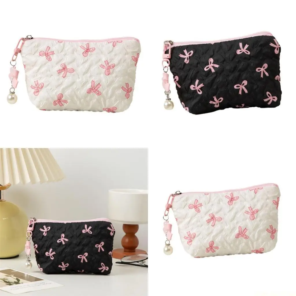 

X90D модная полиэфирная макияж Bowknot Эстетические косметические мешочки с туалетными принадлежностями с большими возможностями