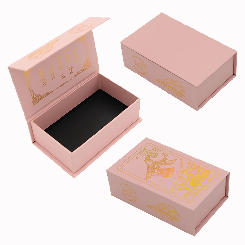 High Quality Rose Gold Foil Tarot PVC Desktop Game Divination Card Gift Box Set Powder Box Gilding Waterproof Paper Manual