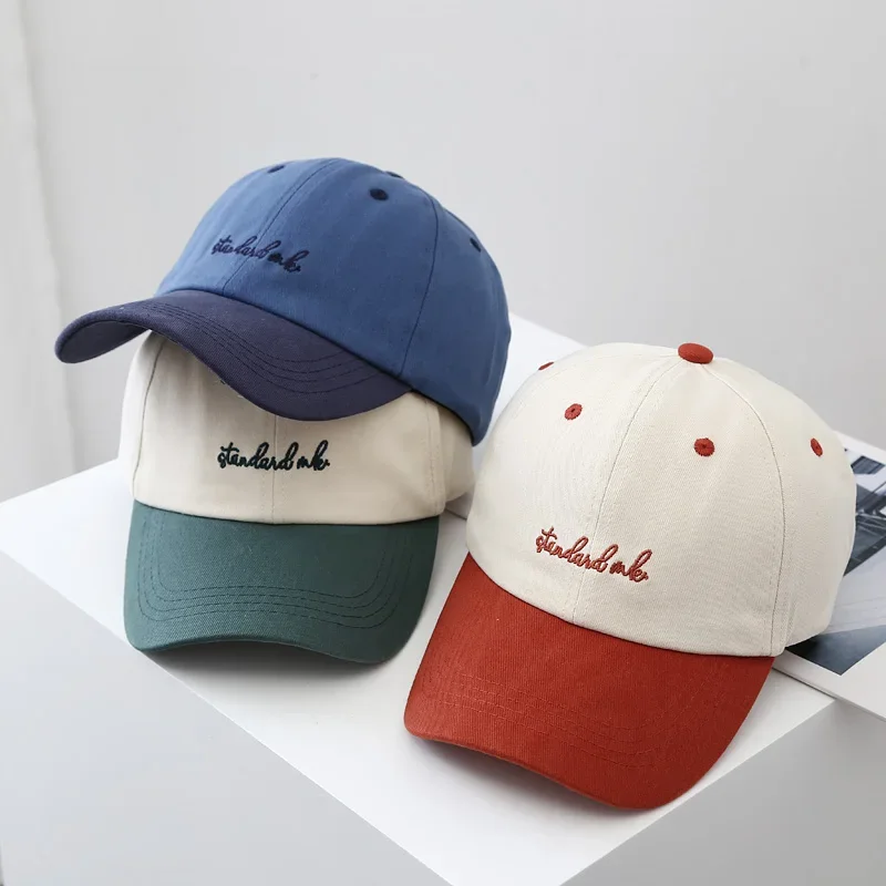 Summer Trend Color Matching Letter Caps Japanese and Korean Style Soft Top Sunscreen Men\'s Baseball Cap