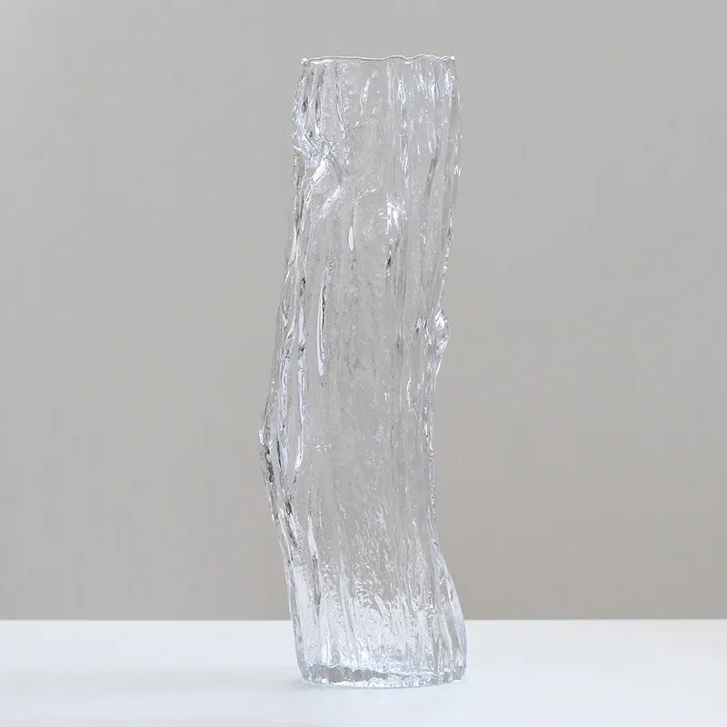 

Simple light luxury style heavy design large straight tube tree root floor glass vase home soft handicraft wholesale