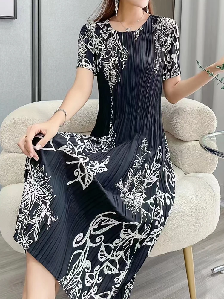 Pleated printing  vestidos de verano mujer 2022  vestidos elegantes para mujer  bodycon dress  LOOSE