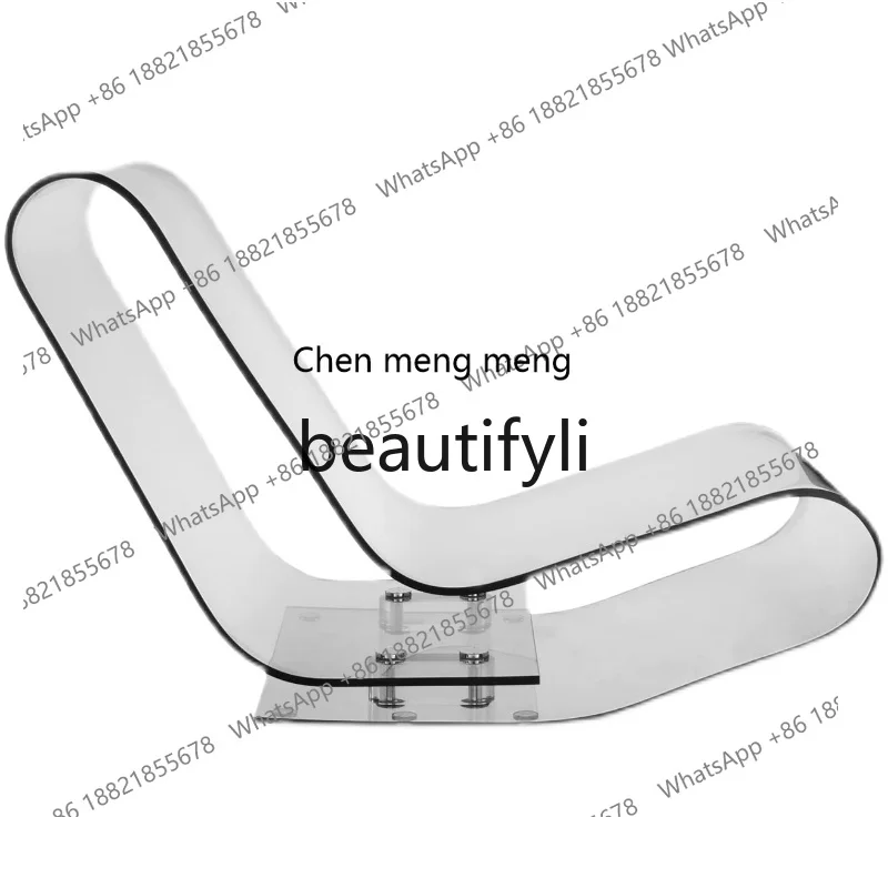 

Italian acrylic transparent chair integrated hot bending chaise longue modern light luxury living room single sofa seat H