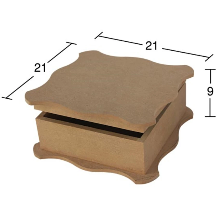 KU207 Square Box, Can Be Painted Wood Mdf Box