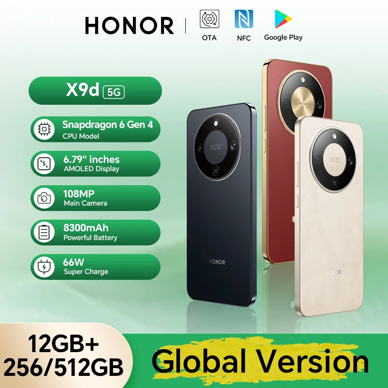Original Global Version HONOR X9d 12GB+512GB 5G Smartphone 6.79'' 120Hz Screen 108MP AI Camera 8300 mAh 66W Super Charging