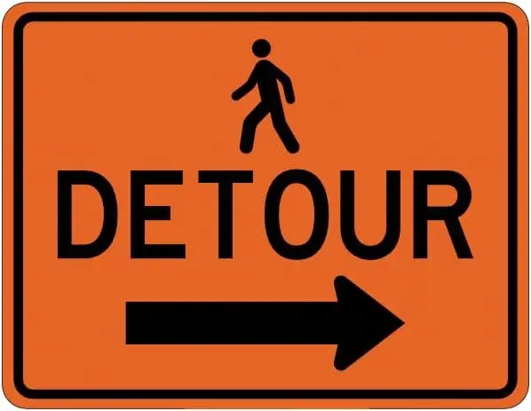 Pedestrian Detour Right Sign Directional Signs Traffic  Metal Tin Garage Man Cave Wall Decor-aluminum