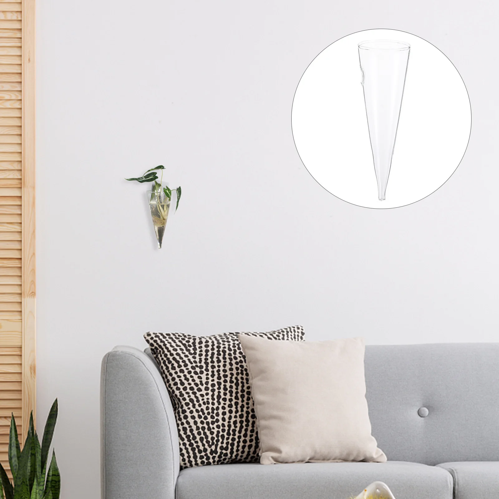 

2Pcs Hanging Wall Flowerpot Glass Vase Clear Cone Shape Hydroponic Plant Holder Home Wall Ornament Plant Glass Bottle