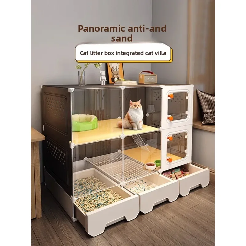 

For Cat Villa Household Indoor With Toilet Integrated Large Free Space Small Cattery Cabinet