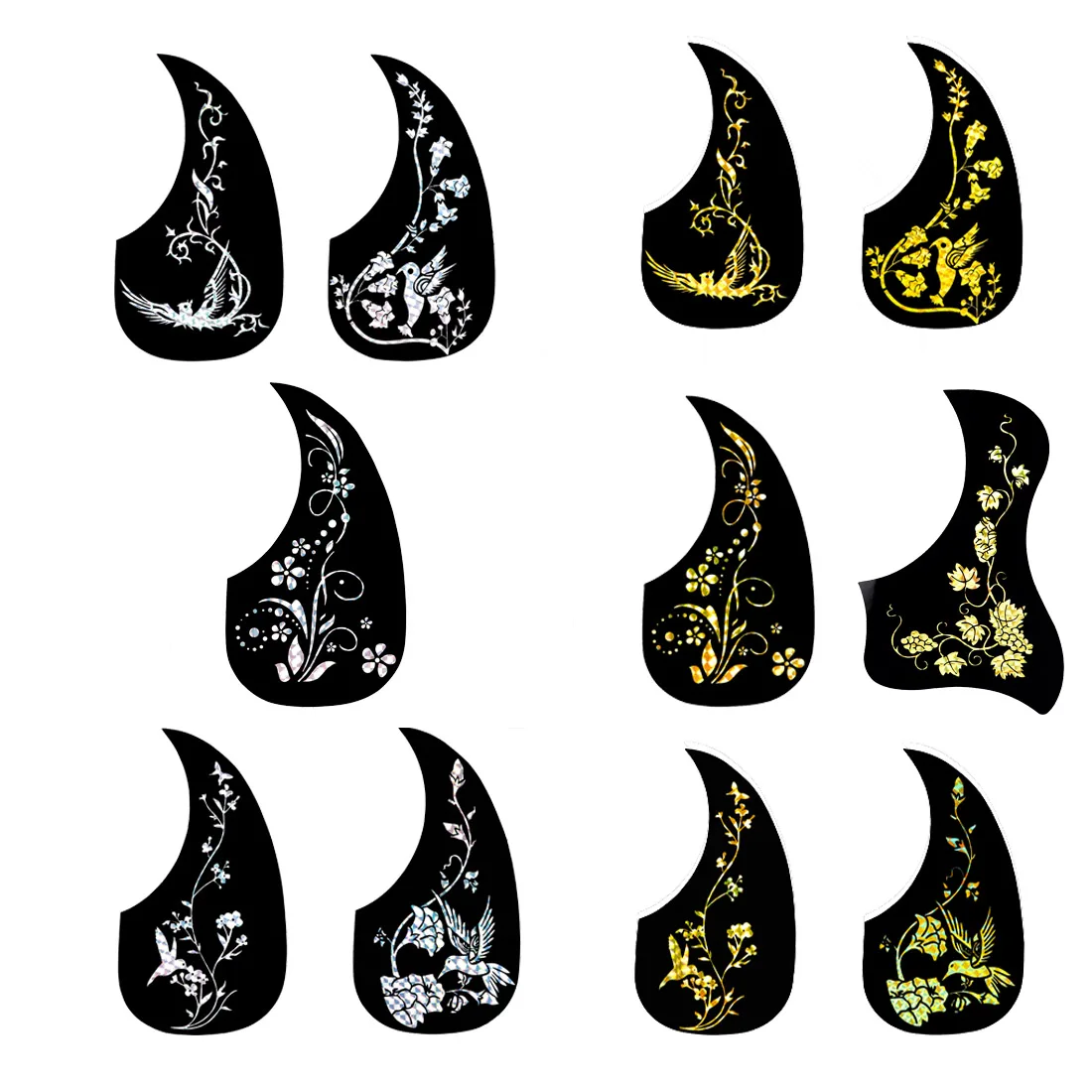 10Pcs 40/41 Inch Classical Sound Hole Paste Self-adhesive Guard Plats Teardrop Laser Sticker Folk Acoustic Guitar Accessories