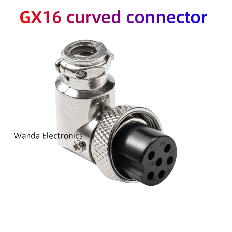 Aviation Plug GX16 Bending Connector M16 Bending Female Plug+Male Socket 90 Degree Bbending Angle Plug2P/3P/4P/5P/6P/7P/8P