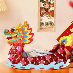 The Year of The Loong Traditional Dragon Boat Diy Manual Storage Box Gift Packaging Box Felt Nonwovens Party Holiday Decorations