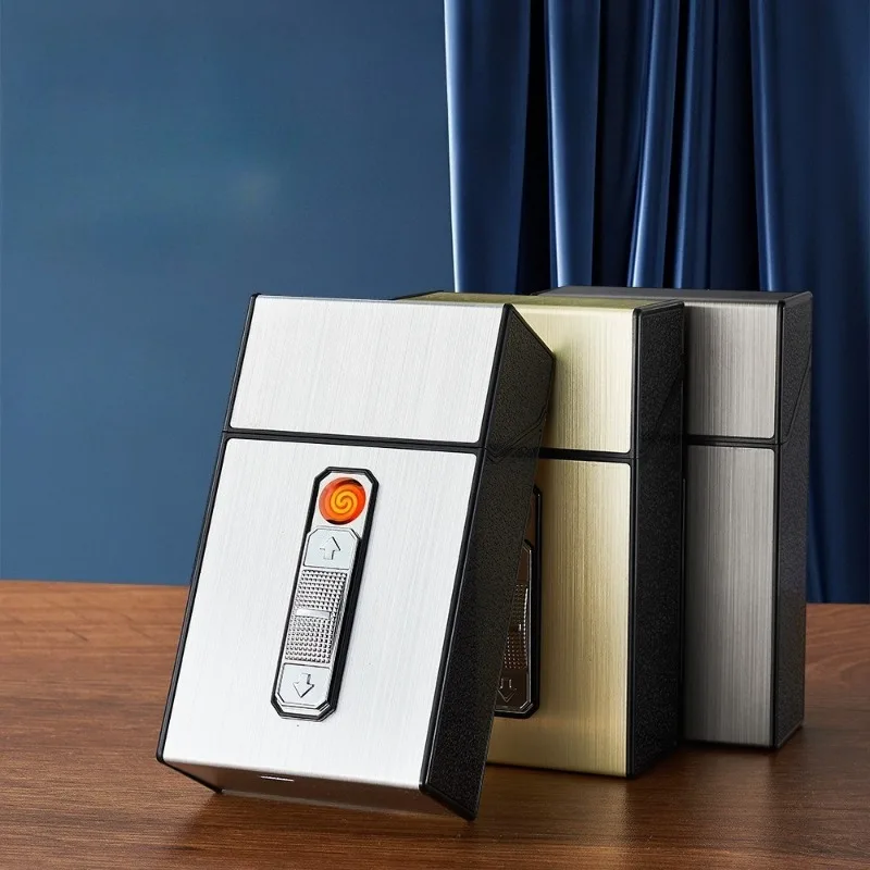 

New 20pc Cigarette Case Tungsten Wire Igniter USB Charging Lighter Outdoor Waterproof and Moisture Proof Electronic Lighters