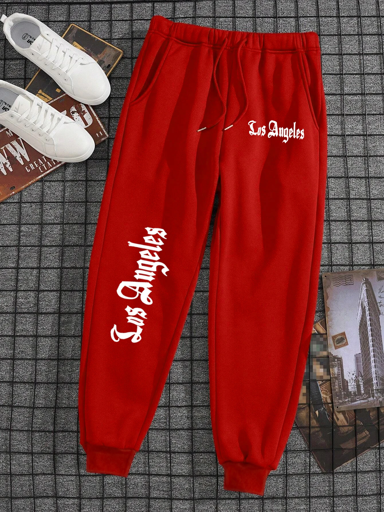 Los Angeles City Letter Prints Mens Womens Trouser Fitting Running Wear Trouser Warm Jogger Pants Sweat Casual Sweatpants Couple