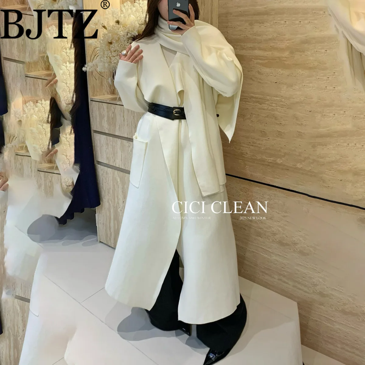 

BJTZ Women's Draped Knit Cardigan Coat Autumn Fall Outerwear Soft Comfortable Elegant Minimalist Casual Premium Fashion 2025