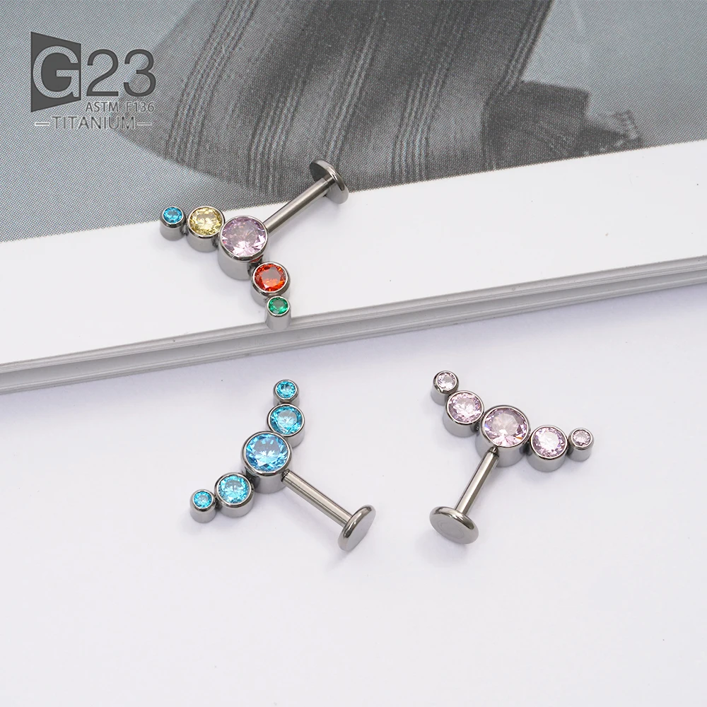 G23 Titanium Implant Grade Opal Earrings Tragus Conch Cartilage Perforated Lip 16G Labret Internal Thread Piercing Jewelry