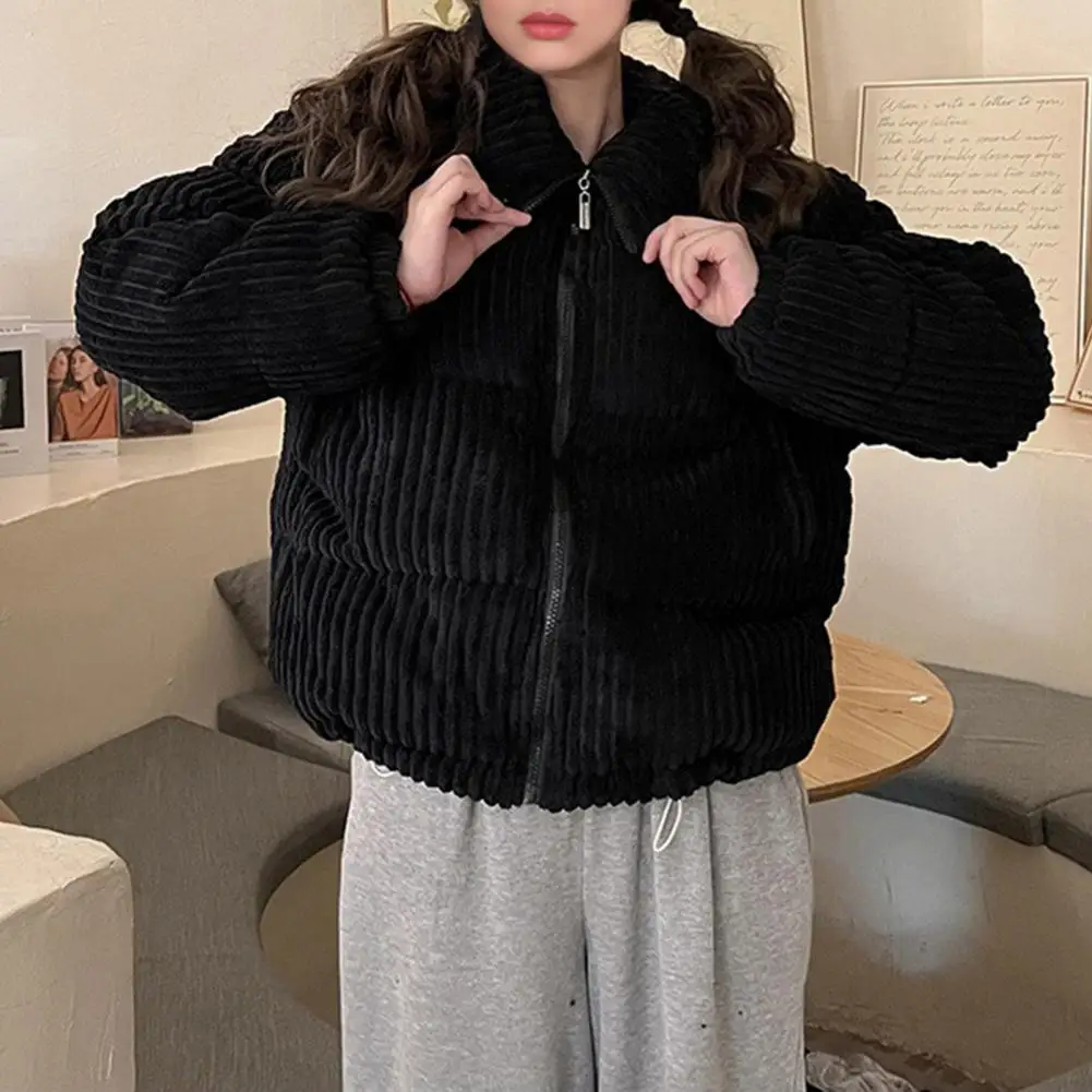 Lightweight Down Jacket Women’s Corduroy Puffer Jacket Quilted Down Coat Winter Outerwear Thickened Warm Long for Weather