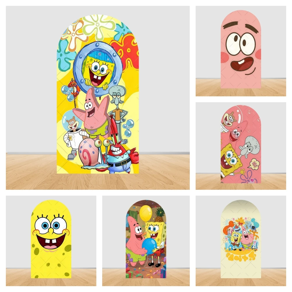 

SpongeBob SquarePants Arches Photography Background Cover Custom Cartoon Cute Beach Children's Happy Birthday Party Decoration