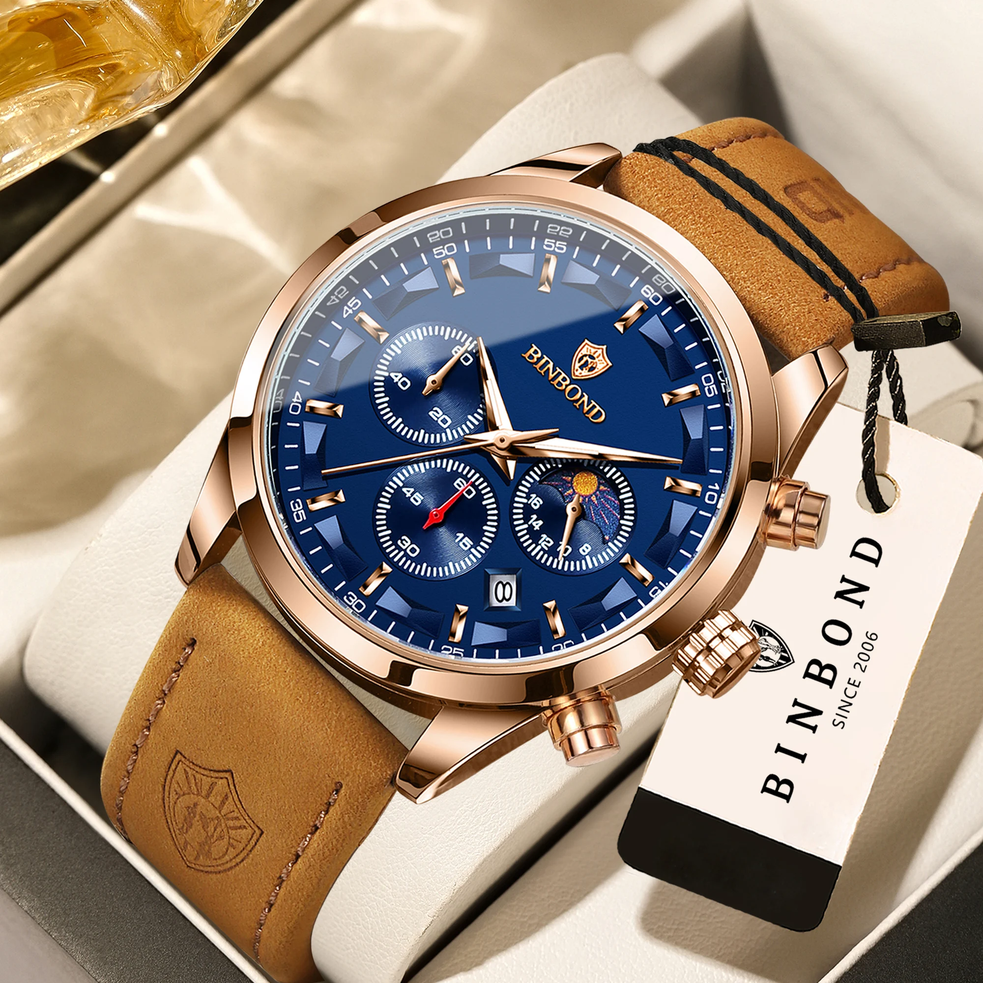 

BINBOND Chronograph Precise Quartz Watches For Men Luxury Luminous Waterproof Auto Date Men's Watch Durable Sports Casual Reloj