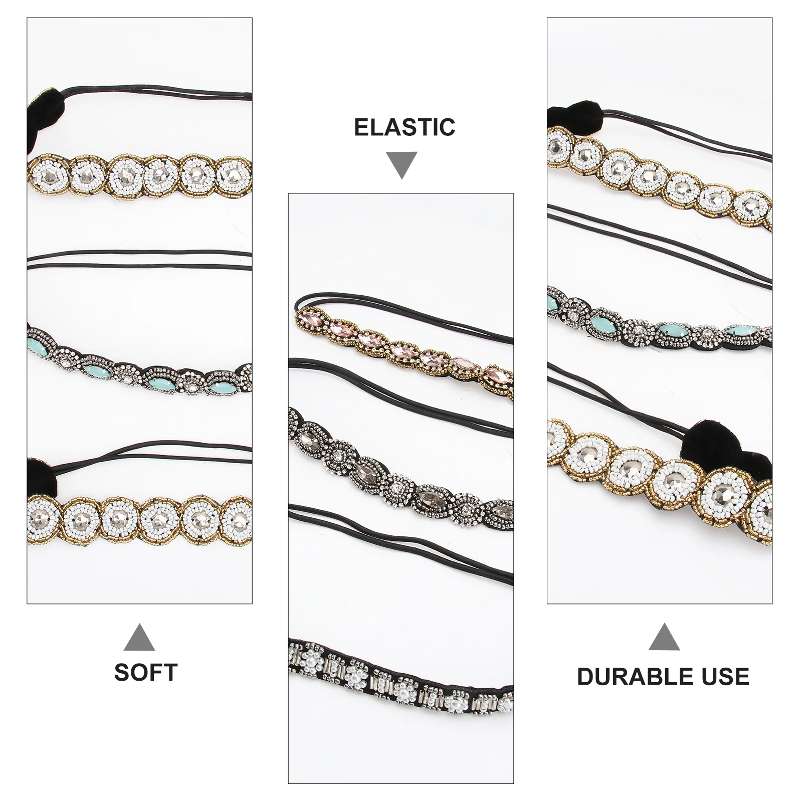 

6Pcs Sparkly Drill Headband Set for Women Premium Elastic Hair Accessories Elegant Crafted Styling Bands for Daily Party