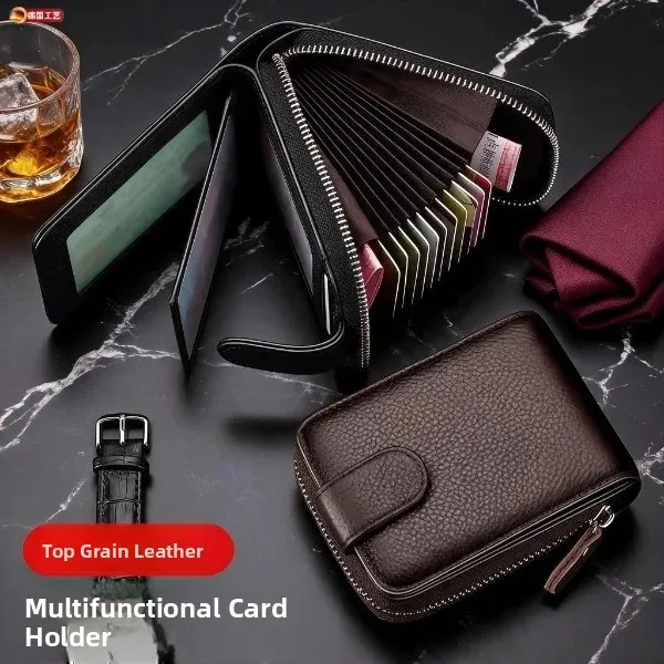 large-capacity-leather-card-holder-driving-license-integrated-bag-multi-function-men's-license-passport-leather-cover