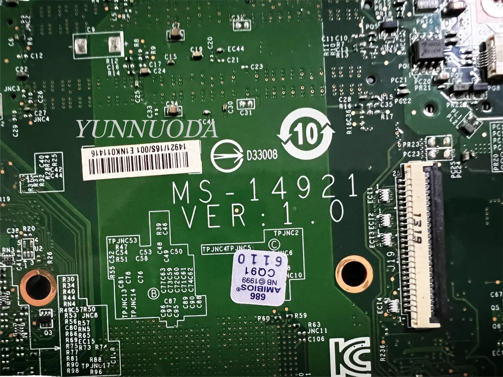 MS-14921 VER 1.0 per scheda madre per Laptop MSI GE40 CR40 DDR3 testato buono