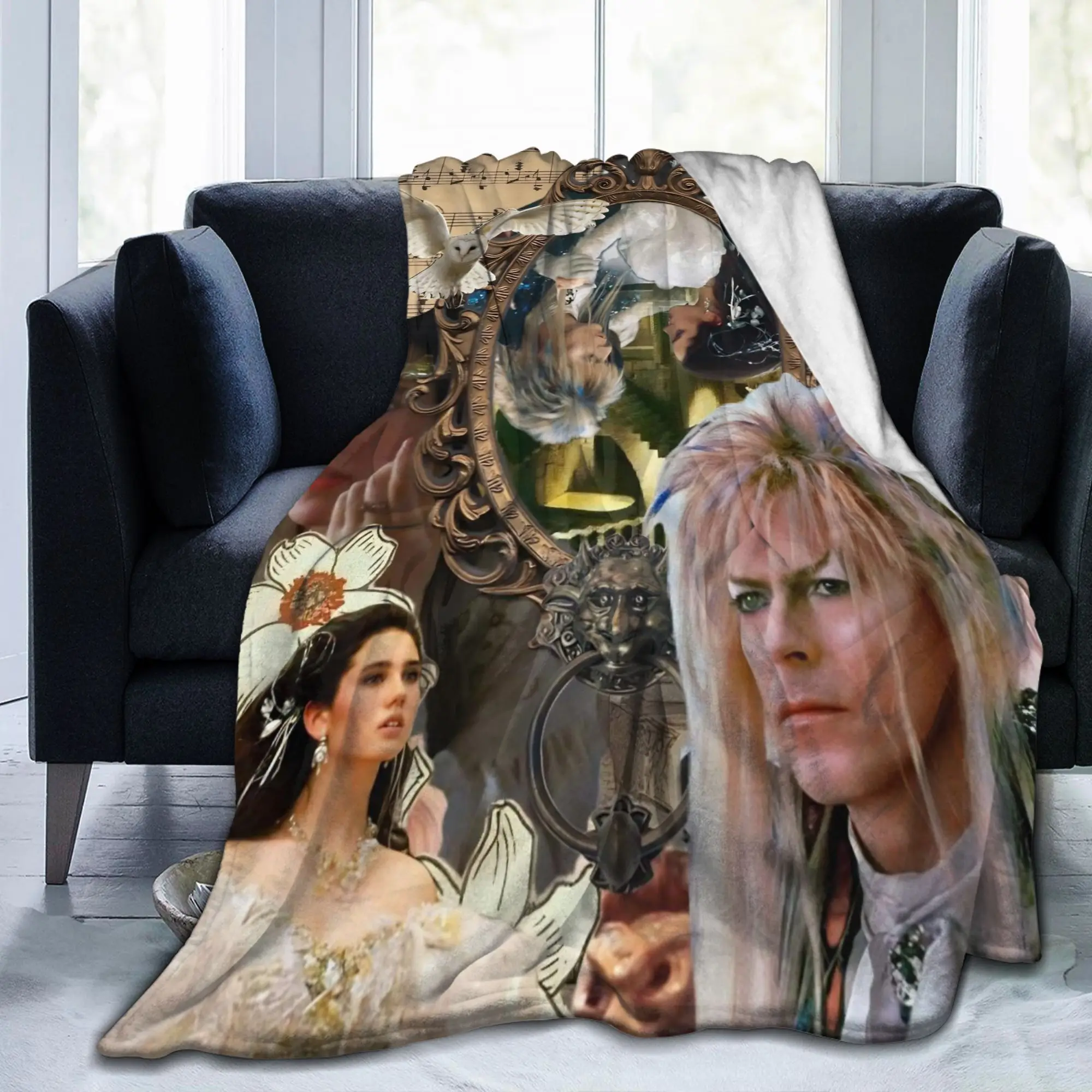 Labyrinths Jareth the-Goblin-King Flannel Blanket Classic Movie Funny Bedding Throw Blankets Home Super Soft Travel Breathable