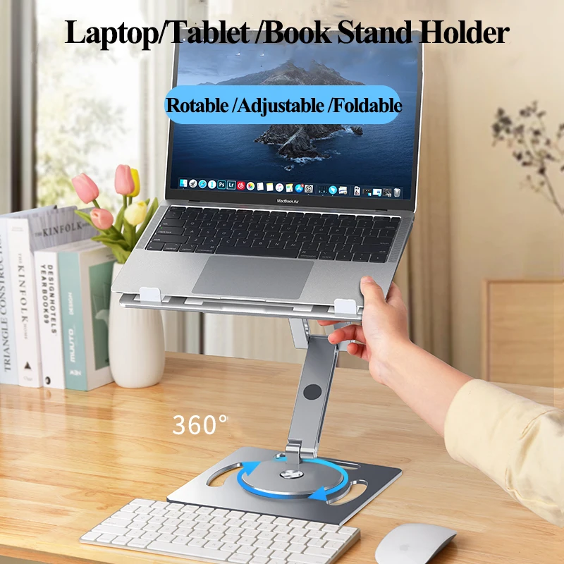 Imagem -03 - Oatsbasf 360 Alumínio Rotável Laptop Stand Altura Ângulo Ajuste Tablet Desktop Titular Multifuncional Leitura Livro Bracket