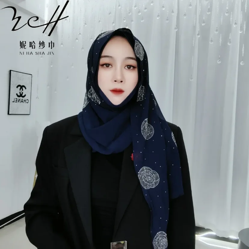 2025 gasa brillante Rosa Islam mujeres musulmanas envuelve bufanda Hijab Shayla