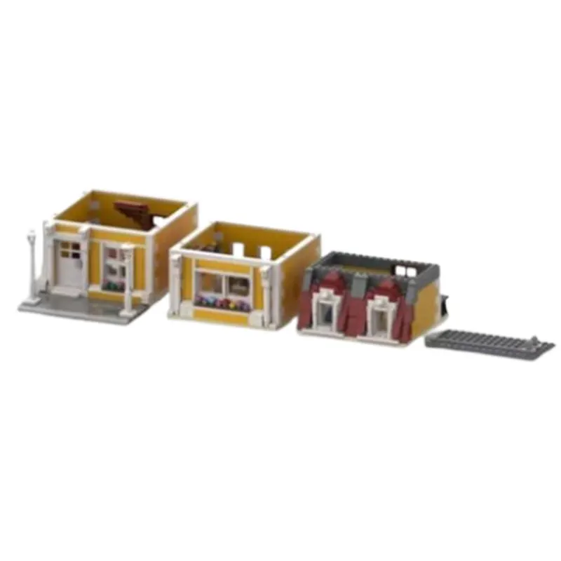 MOC-96365 992 ชิ้น บล็อกตัวต่อแบบโมดูลาร์ บ้านสีส้ม DIY ชุดประกอบบล็อกขนาดเล็ก ของเล่นเสริมพัฒนาการ ชุดของขวัญ ของตกแต่ง มีสินค้าในสต็อก