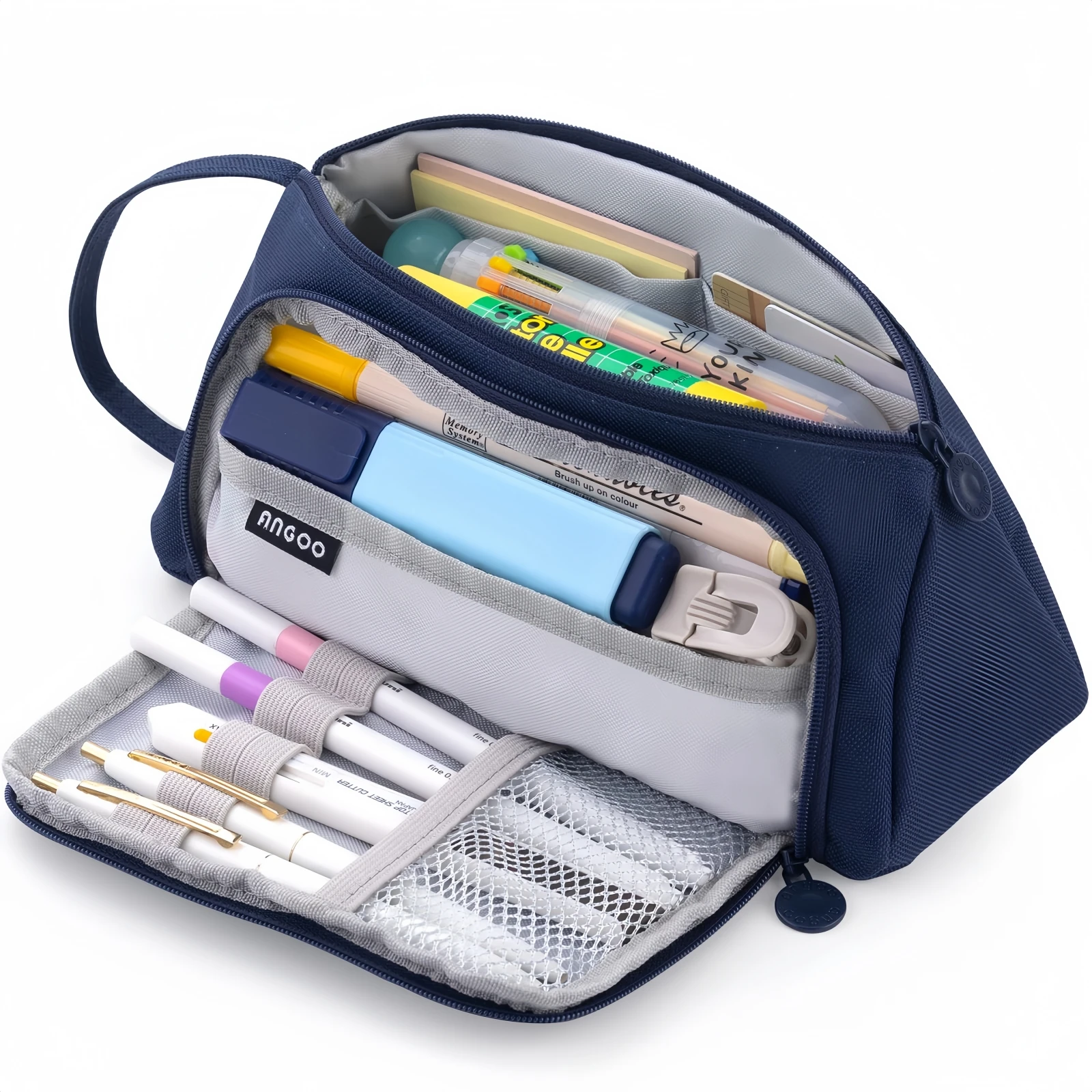 Portable Triangular Oxford Cloth Pencil Case, Office Stationery Storage Bag, Study Stationery Suitable for Boys and Girls