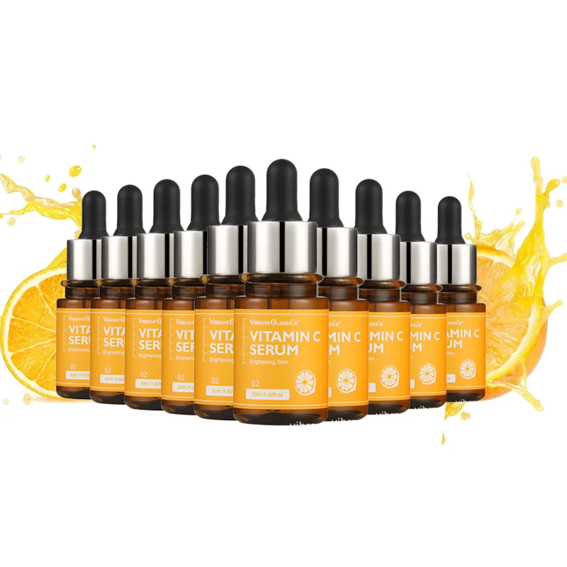 

VIBRANT GLAMOUR Vitamin C Face Serum Moisturizing Whitening Brighten Anti-Aging Anti-Wrinkle Fades Fine Lines 30ml 10pcs