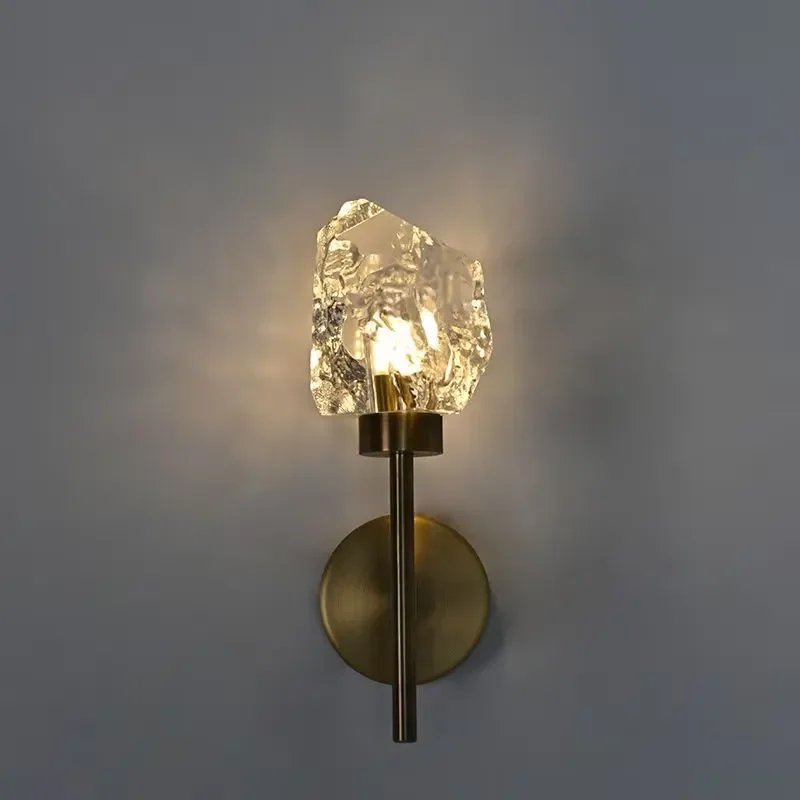 Modern Transparent Crystal Glass Wall Lamp Single Head Solid Design for Living Room Bedroom Corridor Irregular Shape Lighting