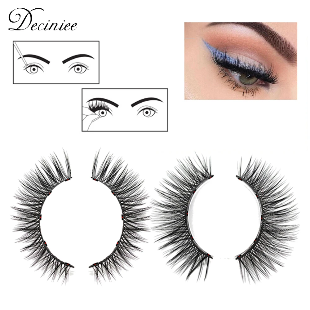 

1 Pair 3D Natural Magnetic Eyelashes Invisible Magnetic Lashes Mink Eyelashes Magnet Mink Lashes Thick Full Strip False Eyelash