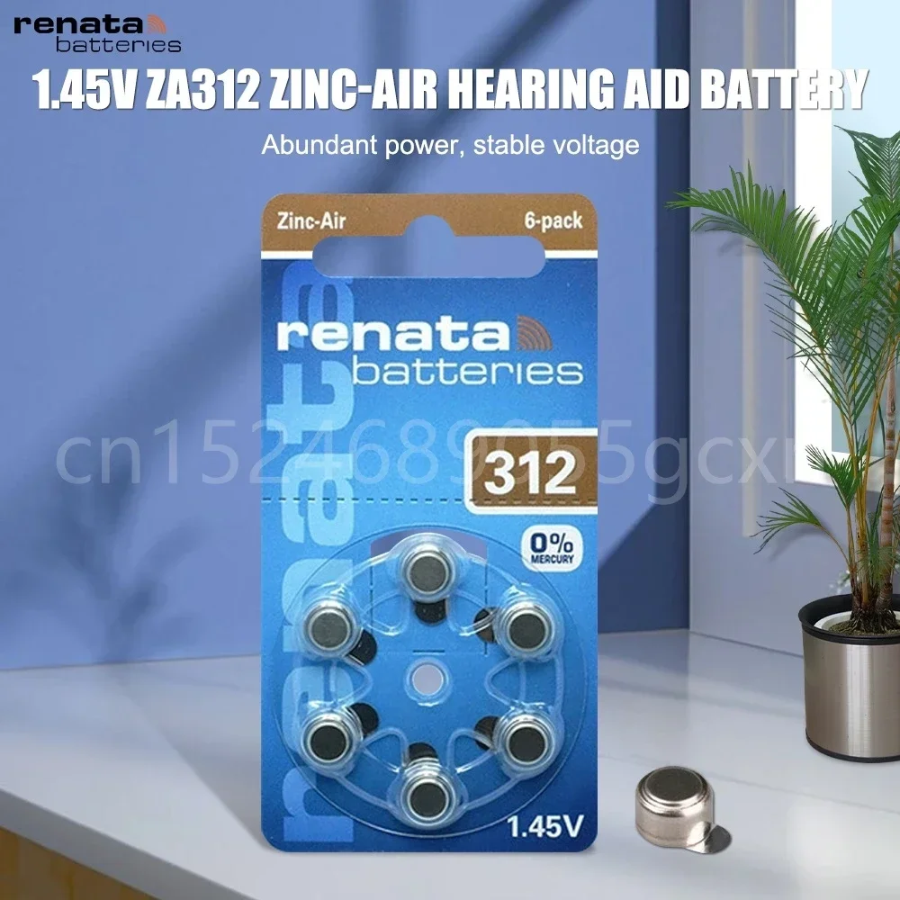 Renata 312 312A A312 P312 PR41 1.45V Zinc Air Batteries For Hearing Aid Batteries Button Coin Cell