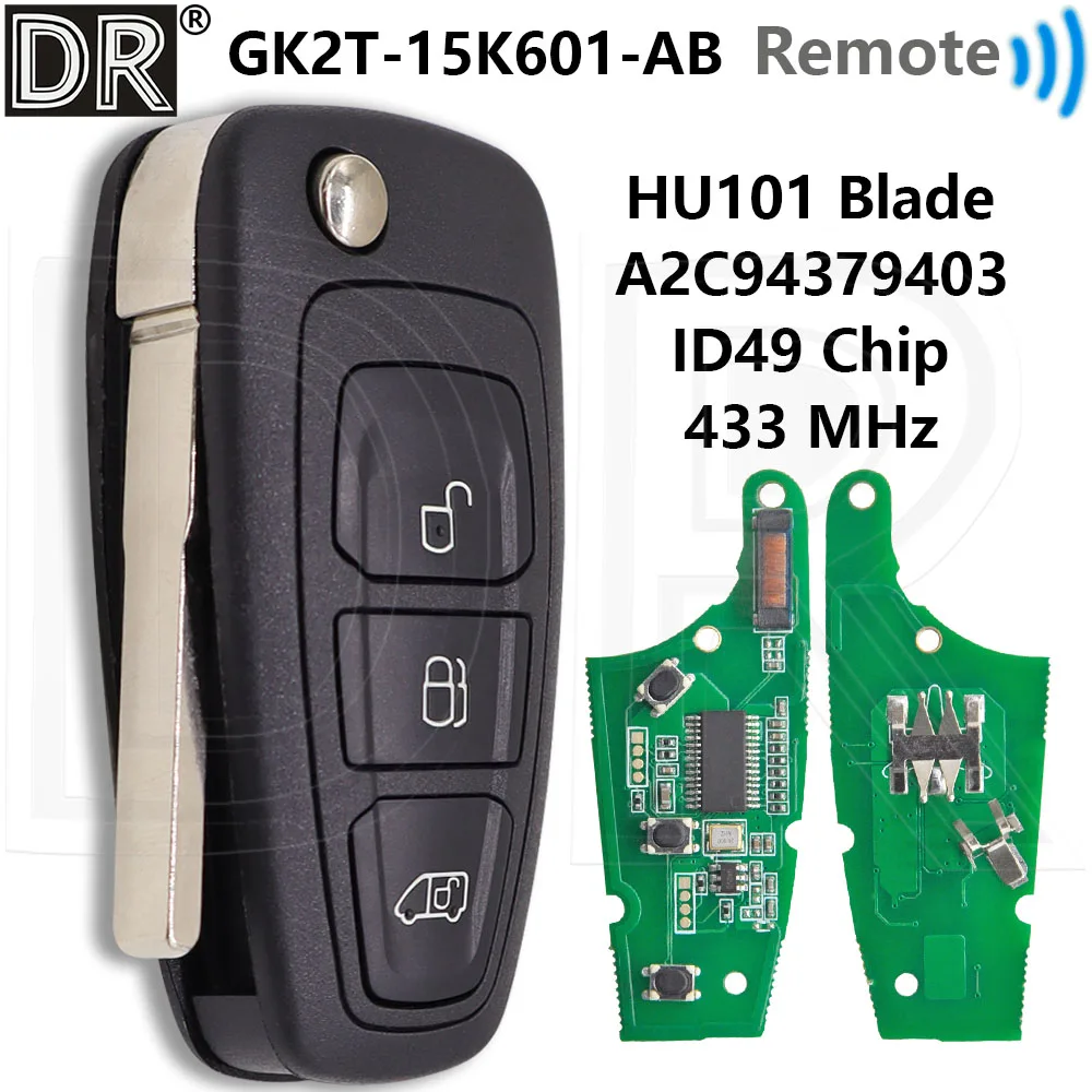 

Great ID49 Chip 433MHz A2C94379403 Flip Car Remote Key GK2T-15K601-AB For Ford Transit Custom Tourne Transit 2016-2020