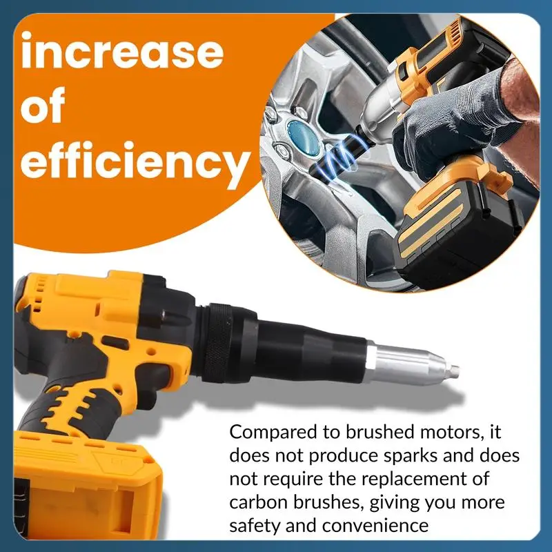 

AB02 Brushless Electric Riveter Gun 3-6Mm Rivet Cordless Riveting Tool Screwdriver For 18V 20V Battery (No Battery)