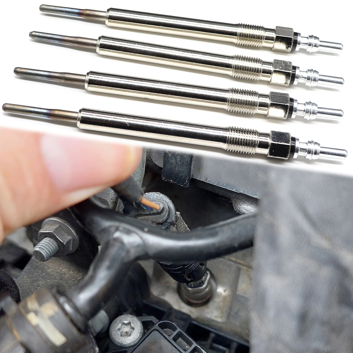 4 bujías incandescentes para calentador diésel 03L963319 niquelado para SEAT Alhambra Ibiza 6J 6P Leon 5F KL Toledo KG Altea 5P Ateca Exeo TDI