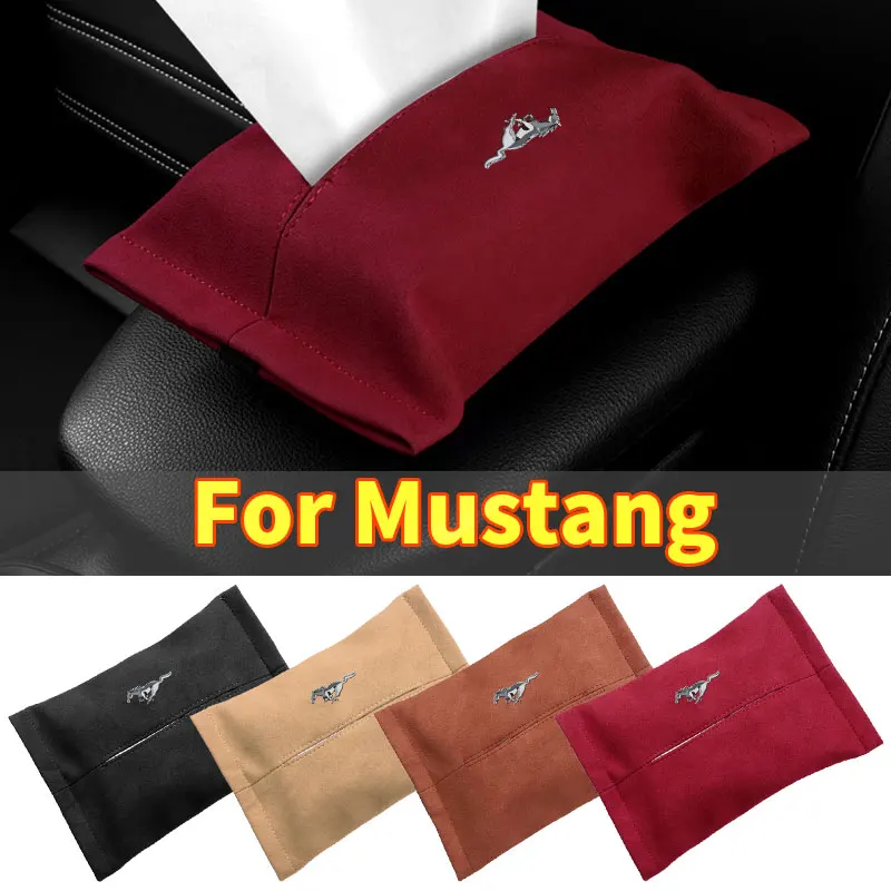 Car Sun Visor Armrest Seat Back Napkin Paper Box Interior Leather Car Tissue Box For Mustang 2015 2017 2018 2005 2006 2007 2024