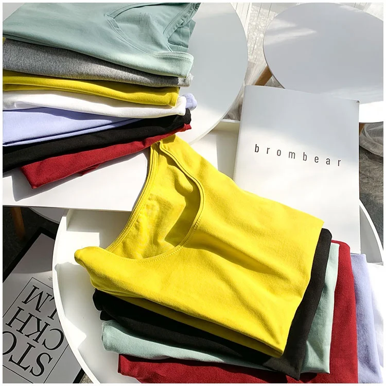 تي شيرت نسائي كاجوال من القطن ort Sve تي شيرت مرن بلون نقي مناسب للغرفة الصيفية الأصلية #4