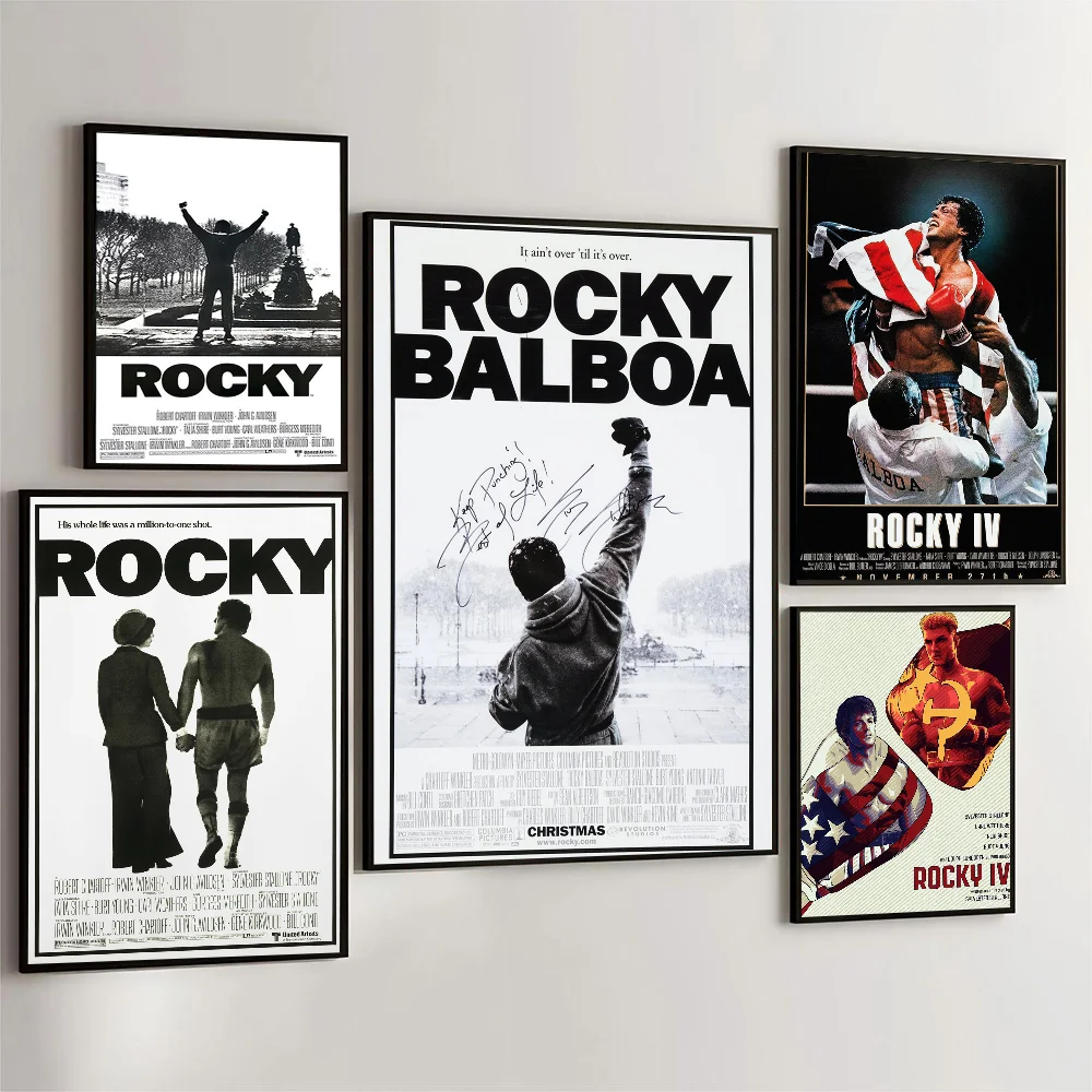 1pc Classic Retro Old Movie Rocky Poster Self-adhesive Art Waterproof Paper Sticker Coffee House Bar Room Wall Decor