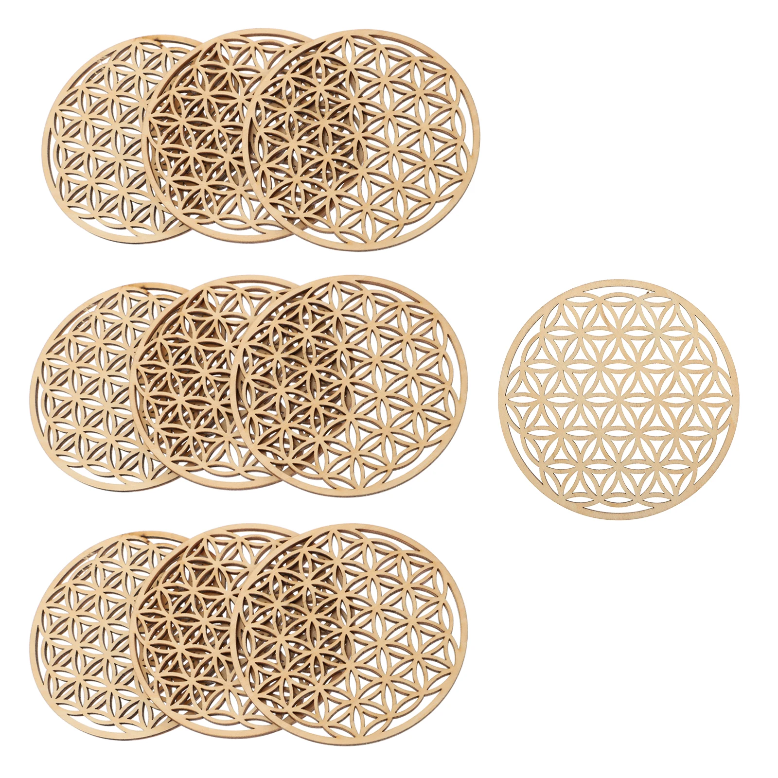 

10 Pcs Round Carving Coaster Placemat Insulation Drink Coaster Desk Kitchen Decor Tableware Mats Bowl