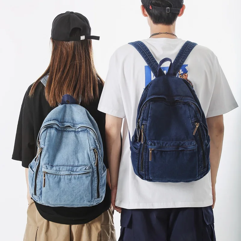 Denim Bag Women\'s Backpack Cowboy Fabric Bag Backpack Korean Version Of The Shoulder Bag College Bag Backpack Rucksack Backpack