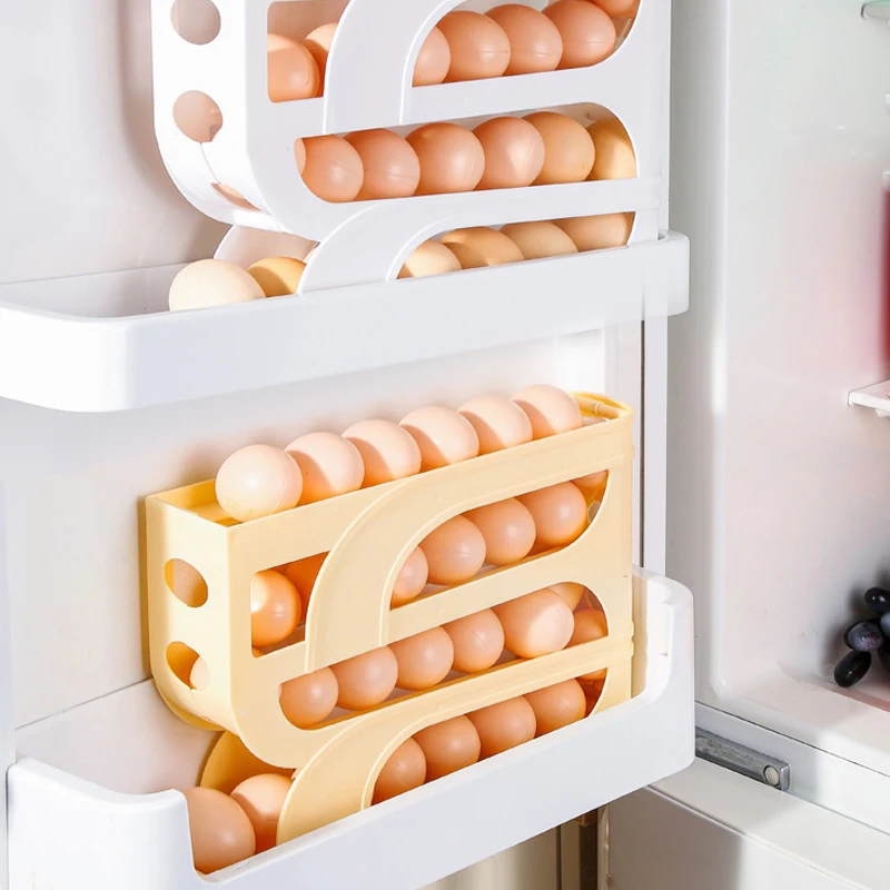 Sliding Egg Carton For Kitchen Egg Storage Box Refrigerator Side Large Capacity Space Saving Four-layer Drop-proof Egg Tray