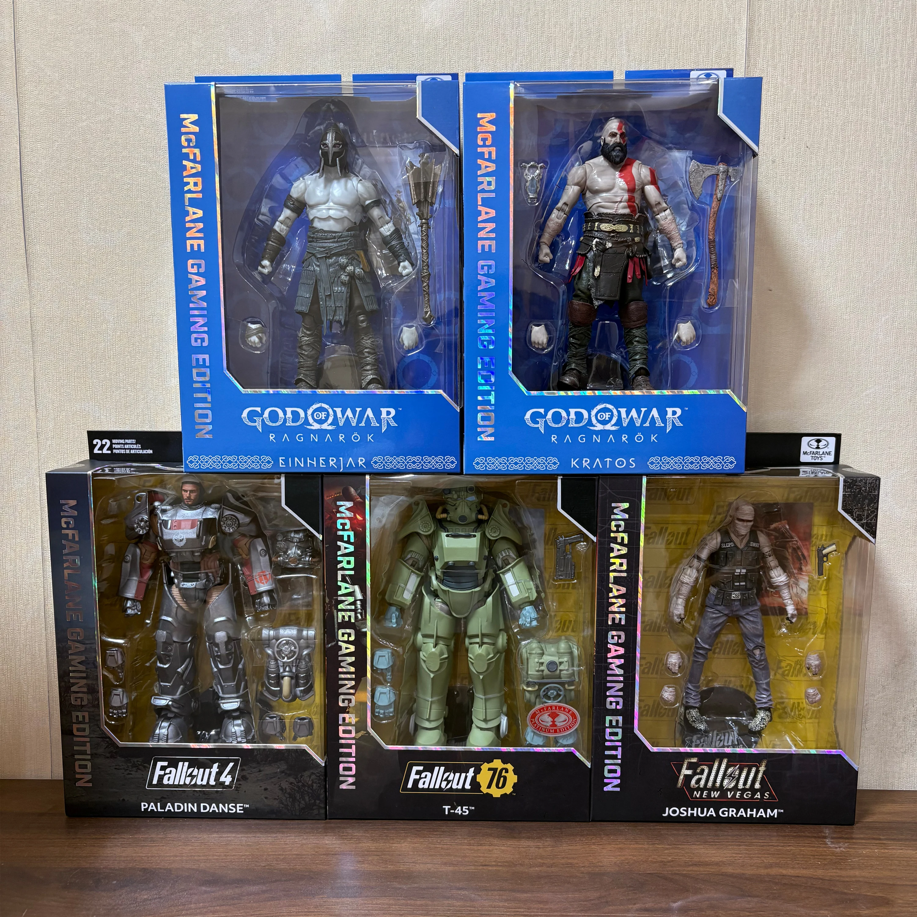 Mcfarlane Toys Kratos/Einherjar Ragnarok/Fallout Joshua Graham New Vegas/T-45/T-60 Paladin Danse 7in Action Figure Model Doll