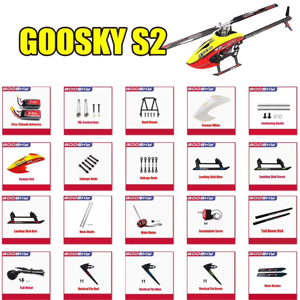 GOOSKY S2 RC Helicopter Spare Parts Main Tail Blades Pipe Servo Motor Canopy Landing Gear Charger Frame Rotor head Arm Rotor