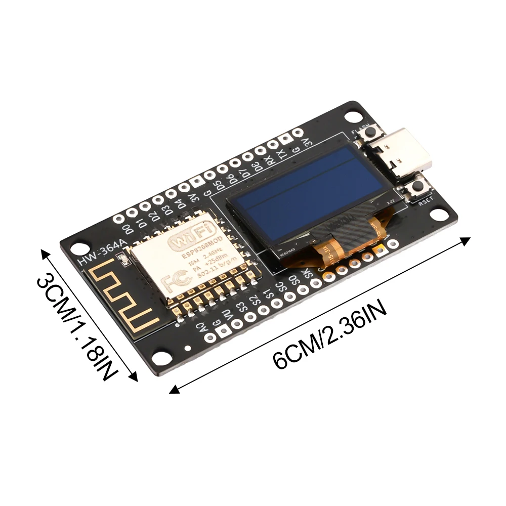 Nodemcu ESP8266 Development Board Serial wifi Module CH340G with 0.96 OLED Screen Type-C/Micro USBI2C SPI ESP8266