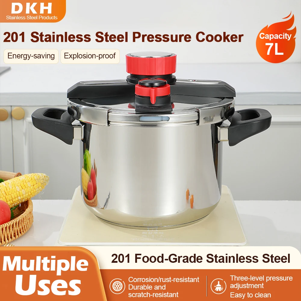 

Fenghui 7L Stainless Steel Pressure Cooker Explosion-Proof Energy Saving Fast Cooking Compatible with Gas & Induction Cooktops