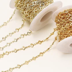 1Meter/Pack 5.5MM 14/18K Gold Plated Brass Rhombus Chain For Jewelry Making Necklace Bracelets Chain Jewelry Making Supplies