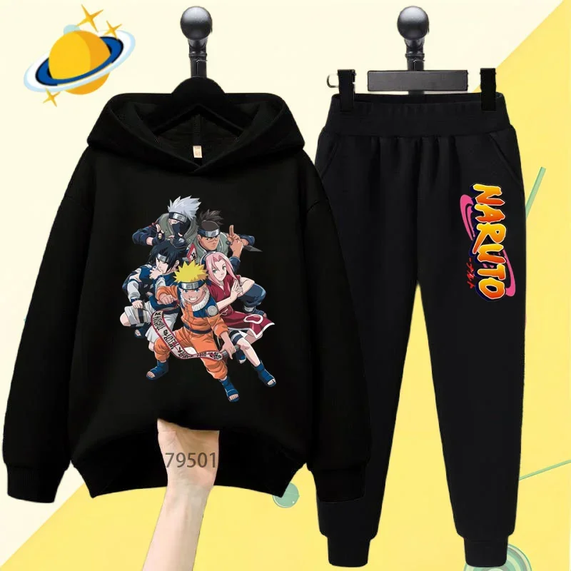 Naruto Ninju anime children hoodie set cartoon print Autumn/Winter long-sleeved sweatshirt Boy/girl trend casual style top gift