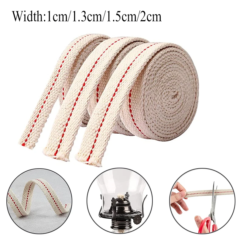 

1cm/1.3cm/1.5cm/2cm Width Kerosene Lamp Wick Braided Cotton Wick Flat Cotton Oil Lamp Wick For Oil Lamp