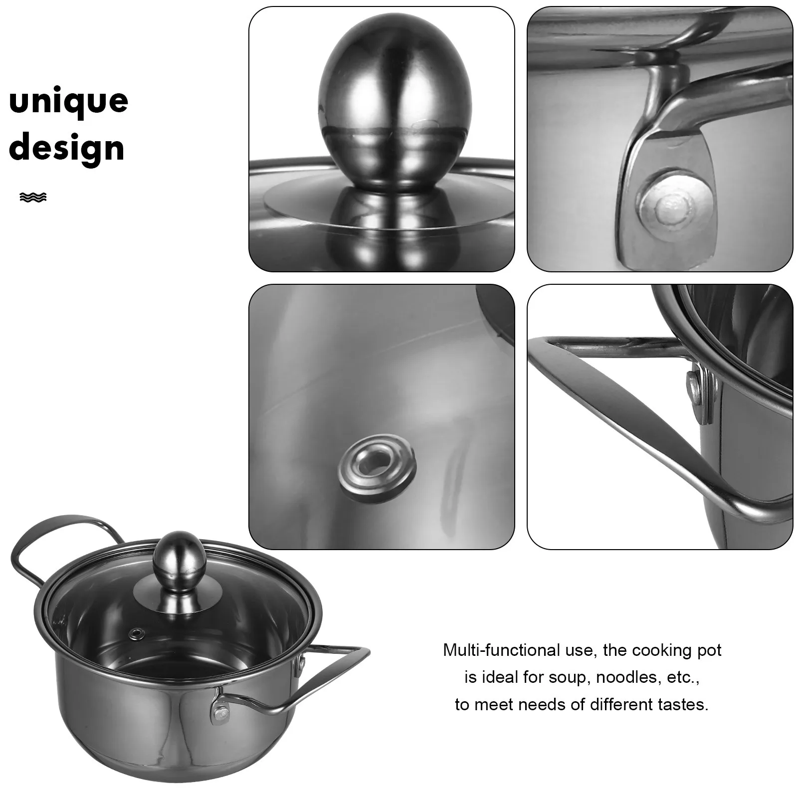 Небольшая кастрюля с крышкой из нержавеющей стали для супа и рагу